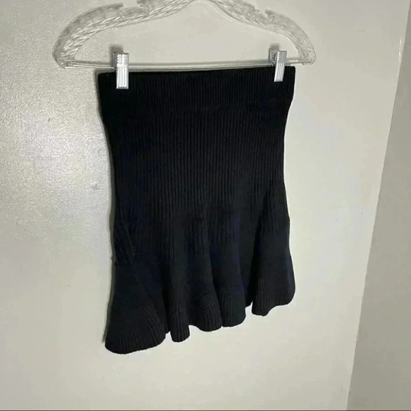 Free People Solid Gold Ribbed Mini Skirt Black Neutral A-Line Size XS - Picture 5 of 6